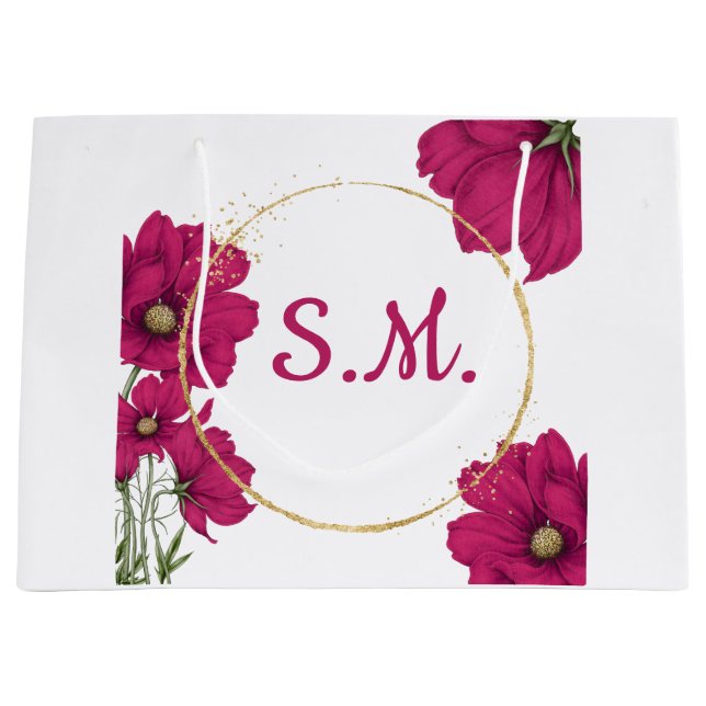 Pink Floral Gold Circle Gift Bag (Framsidan)