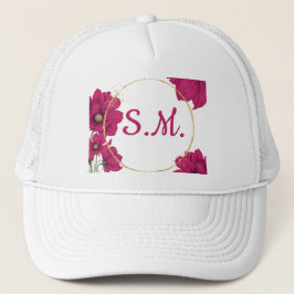 Pink Floral Gold Circle Hat Keps