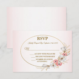 Pink Floral Golden Peach Modern Wedding Party OSA Kort