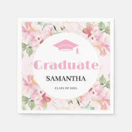 Pink Floral Graduation  Pappersservett
