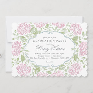 Pink Floral Graduation Party Invitation Inbjudningar