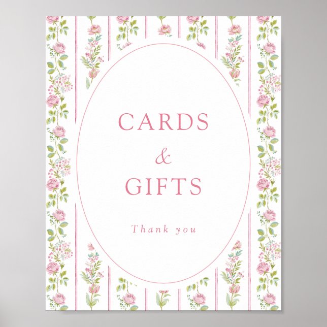 Pink Floral Grandmillennial Cards & Gifts Poster (Framsidan)