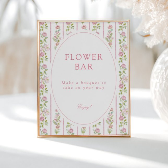 Pink Floral Grandmillennial Flower Bar Poster (Skapare uppladdad)