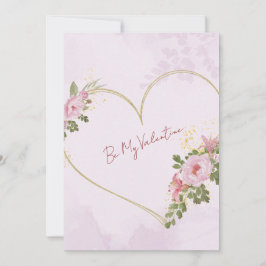 Pink Floral Heart Valentine Card Julkort