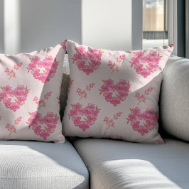 Pink Floral Hearts Pattern Kudde