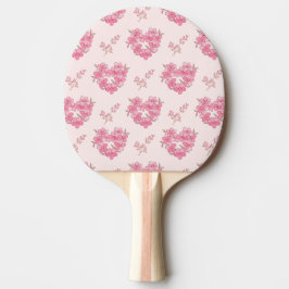 Pink Floral Hearts Pattern Ping Pong Paddle Pingisracket