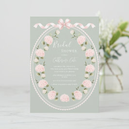 Pink Floral Hydrangea Sage Green Elegant Bridal  Inbjudningar
