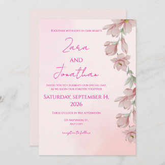 Pink floral invitation inbjudningar
