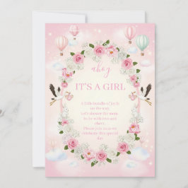 Pink Floral "It's a Girl" Baby Shower Invite  Inbjudningar