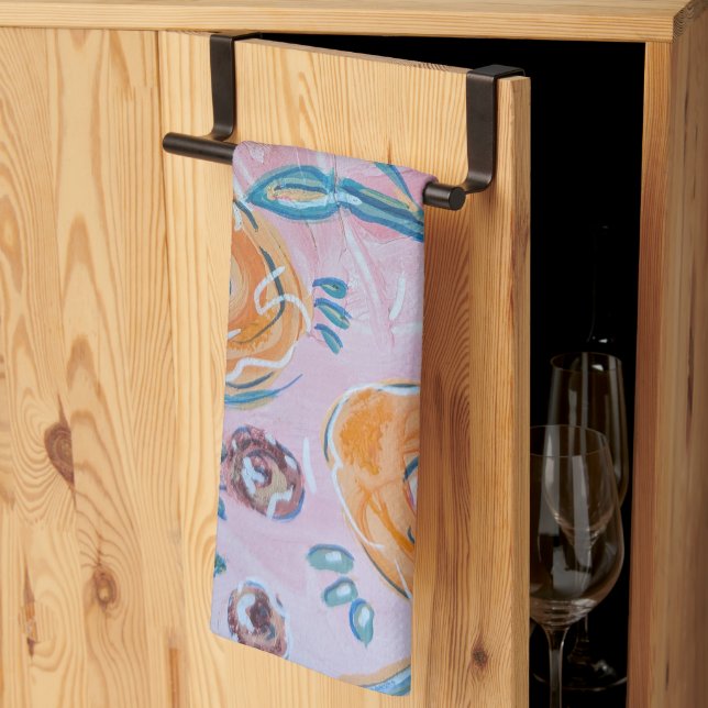 Pink Floral Kitchen Towel Kökshandduk (Thirds Fold)