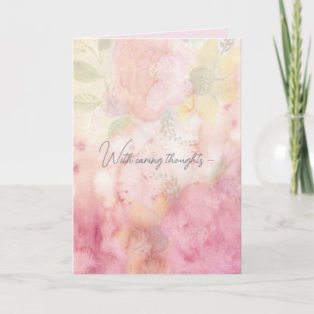 PINK FLORAL MIX SYMPATHY CARD TACK KORT (Framsida)
