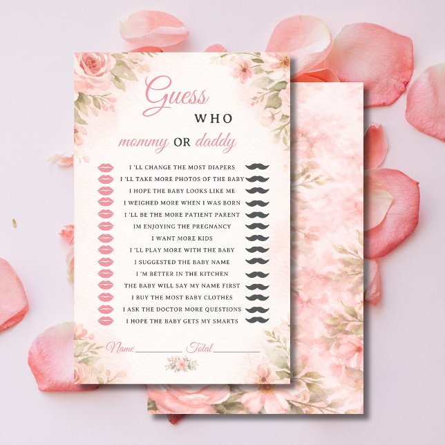 Pink Floral Mommy or Daddy Shower Game (Skapare uppladdad)