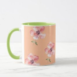 Pink Floral Mug – Orange Pastel Pattern Mugg