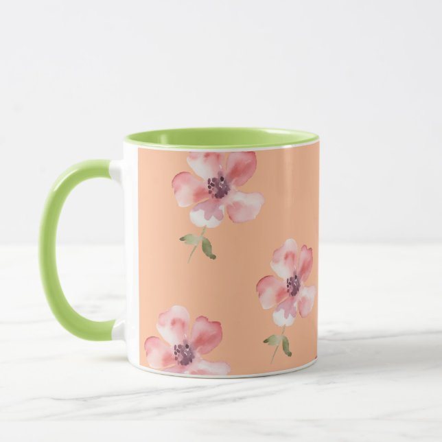 Pink Floral Mug – Orange Pastel Pattern Mugg (Vänster)