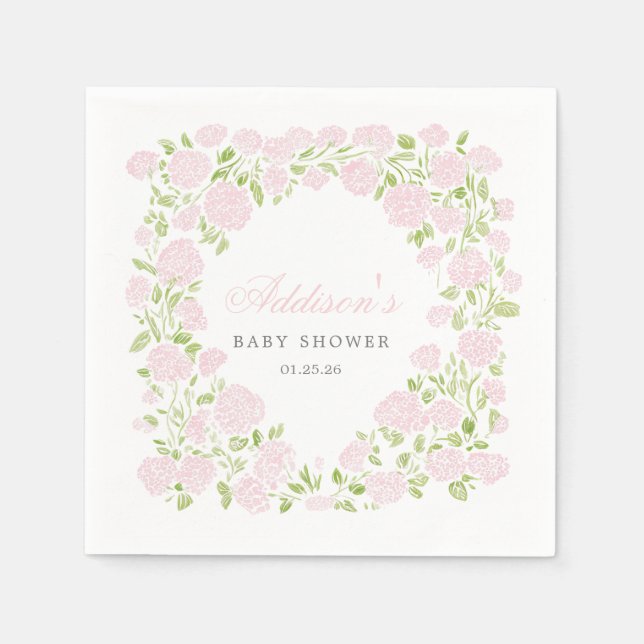 Pink Floral Napkins Pappersservett (Framsidan)