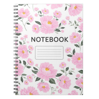 Pink Floral Notebook Cover | Elegant Rose Flower  Anteckningsbok