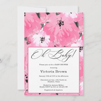 Pink Floral Oh Baby Shower Invitation Inbjudningar
