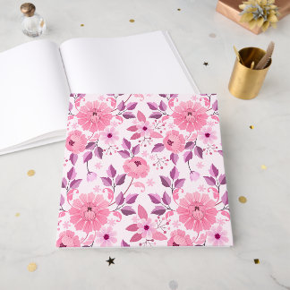 Pink Floral Pattern with Elegant Blossoms Gästböcker