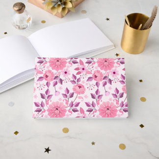 Pink Floral Pattern with Elegant Blossoms Gästböcker