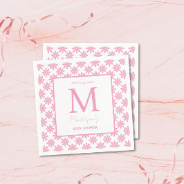 Pink Floral Personalized Baby Shower  Pappersservett