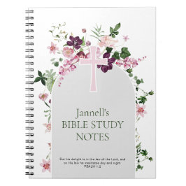 Pink Floral Personalized Bible Study Anteckningsbok