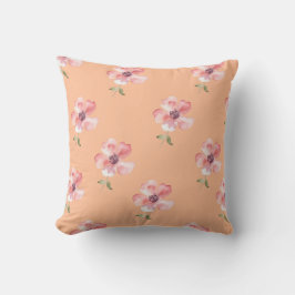 Pink Floral Pillow – Orange Pastel Pattern Kudde