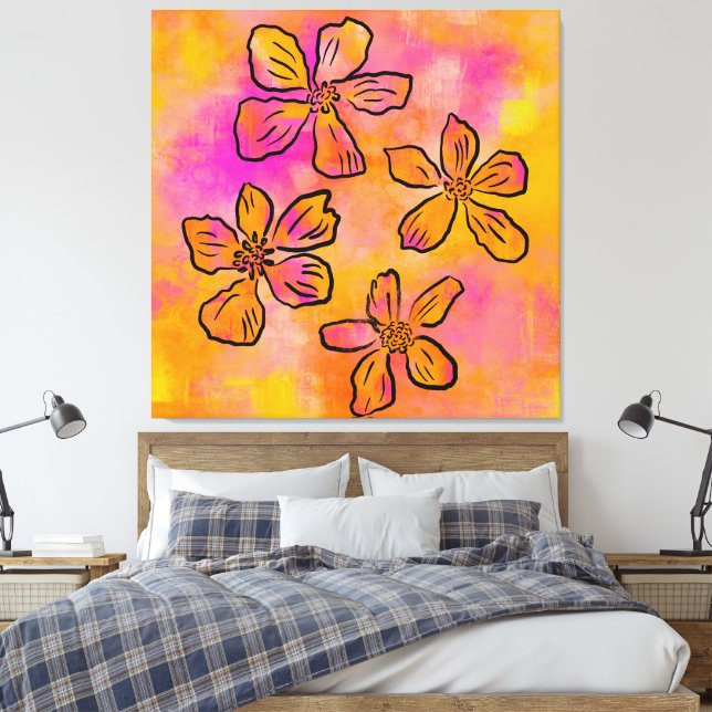 Pink Floral Pop Canvastryck (Insitu (sovrum))