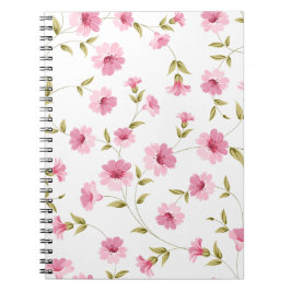 Pink Floral Print Anteckningsbok