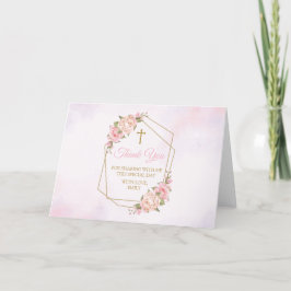 Pink Floral Religious Thank you card Tack Kort