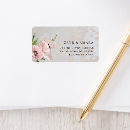 Pink Floral Return Address Labels | Botanical Adressetikett