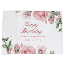 Pink Floral Rose Birthday Party Plate