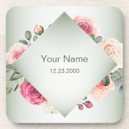 Pink Floral Rustic Geometric Green Party Underlägg