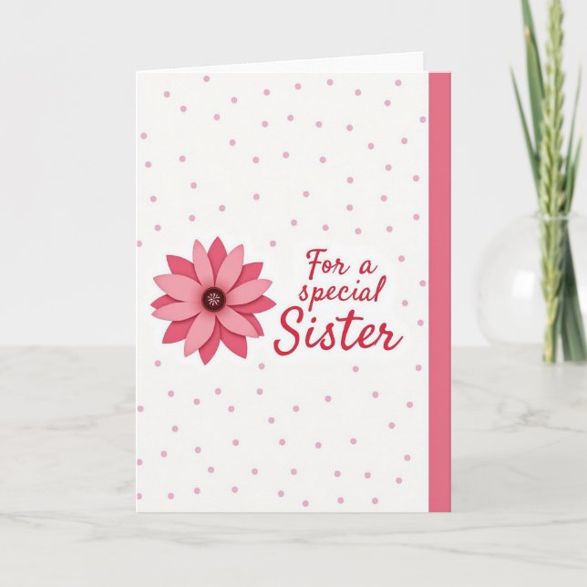 Pink Floral Special Sister Card Kort (Framsida)