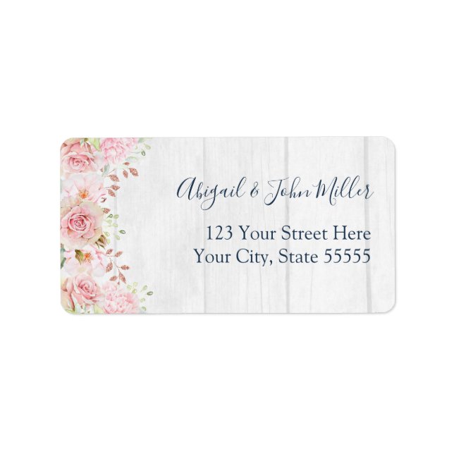 Pink Floral Spring Wedding RSVP Address Labels Adressetikett (Framsidan)