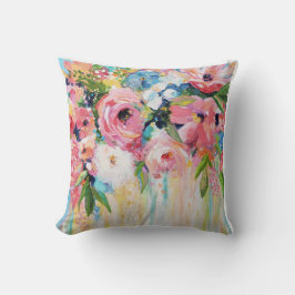 Pink Floral Throw Pillow Kudde