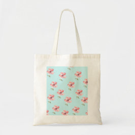 Pink Floral Tote Bag – Blue Pastel Pattern Tygkasse