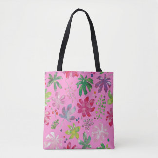 Pink Floral Tote Bag – Cute Botanical Pattern Tygkasse