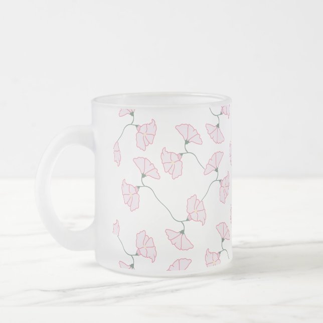 Pink Floral Vines Flowers Mug  Frostad Glasmugg (Vänster)