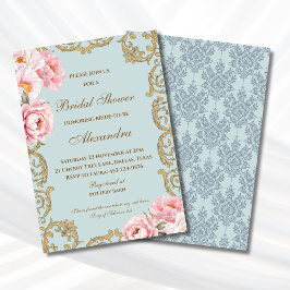 Pink Floral Vintage Peony Christian Bridal Shower Inbjudningar