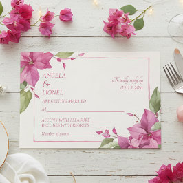 Pink Floral Watercolor Wedding  OSA Kort
