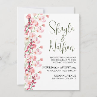 Pink Floral Wedding & Birthday Invitation Inbjudningar