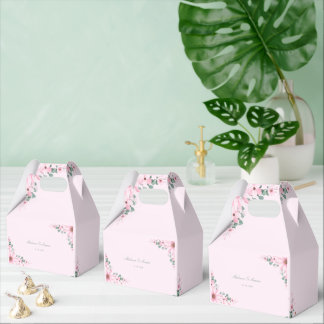 Pink floral wedding Favor boxes customizable Presentaskar