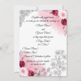 Pink Floral Wedding Invitation | Elegant White  Inbjudningar