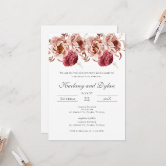 Pink Floral Wedding invitation Inbjudningar