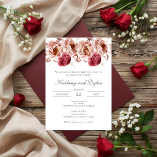 Pink Floral Wedding invitation Inbjudningar