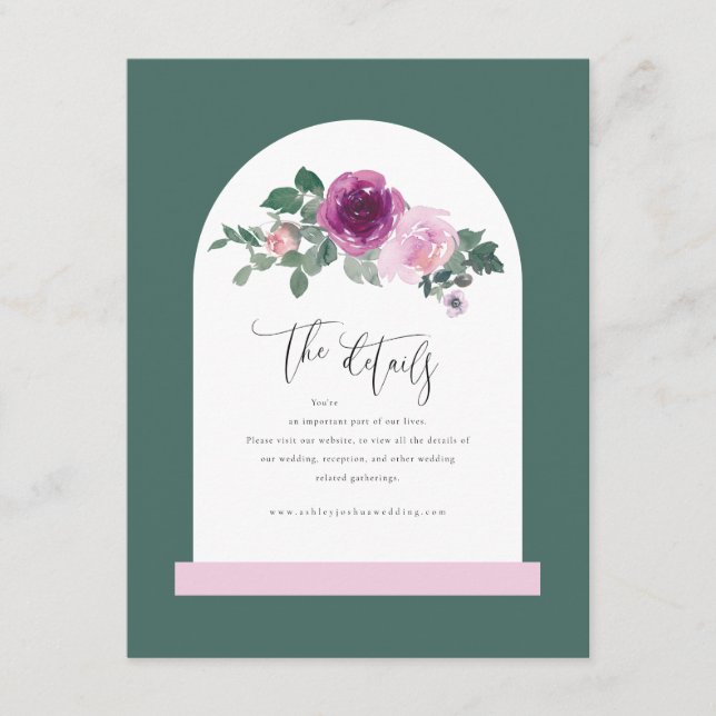 Pink Floral White Arch Leafy Green Tilläggskort (Framsida)