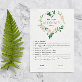 Pink Floral Who knows Mommy Best Baby Shower Game