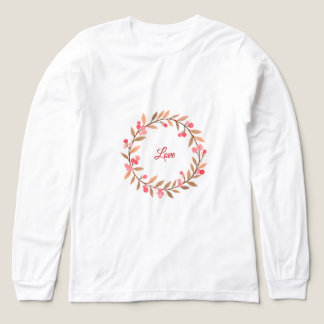 Pink Floral Wreath Simple T Shirt