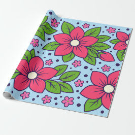 Pink Florals with Bold Petals and Green Leaves Presentpapper