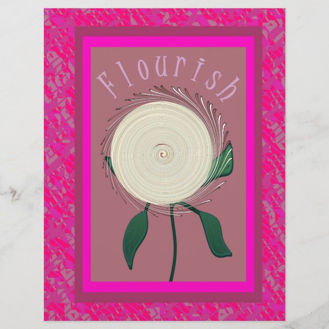 Pink Flourish Flower Bulk Scrapbook Paper Pages Reklamblad (Framsidan)